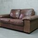 Italian Rattan and Leather Sofa, 1970s