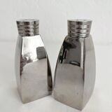 Vintage chrome metal salt and pepper shakers