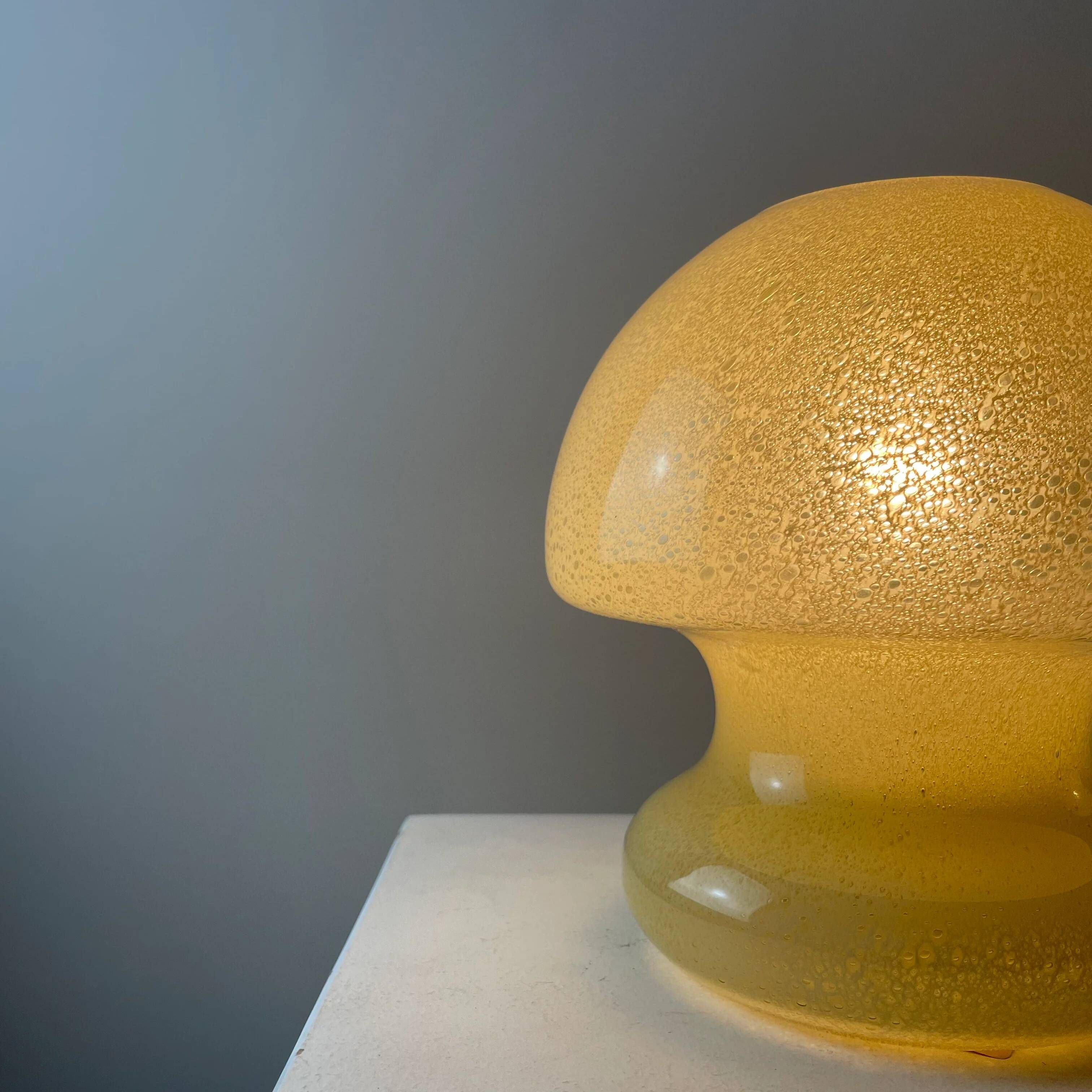 Pair of yellow glass mushroom table lamps by Doria Leuchten, 1970.