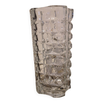 vase triangle verre taillé france J.G. Durand luminarc vintage 1970