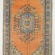 6x9 Vintage Peach Color Blue Medallion Handmade Vintage Rug, 175x290 Cm