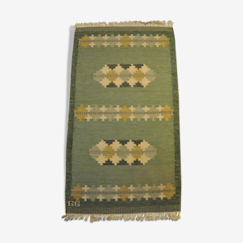 Tapis d'entrée suèdois Rollakan, laine tissé main, suède, 1950 - 90x165cm
