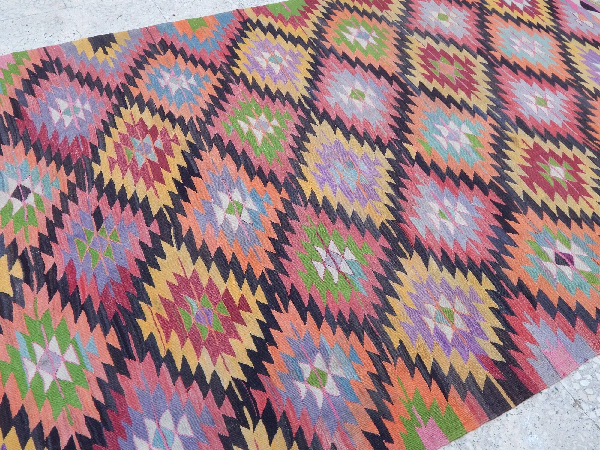Kilim turc vintage tissé main 165x291 cm