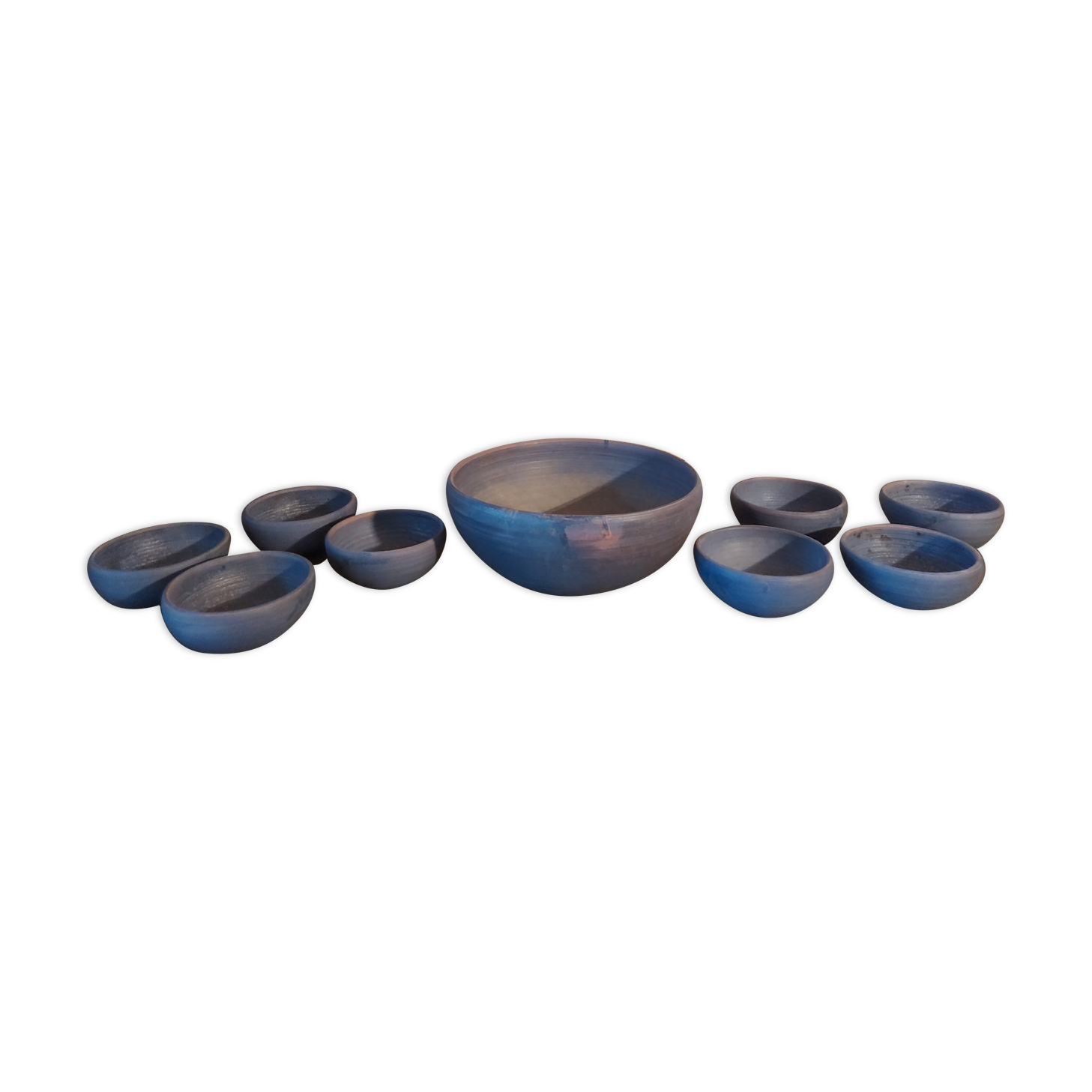 Set of 9 ceramics 60, 70'S, Jean Pierre Gasnier, Salad bowl and cups