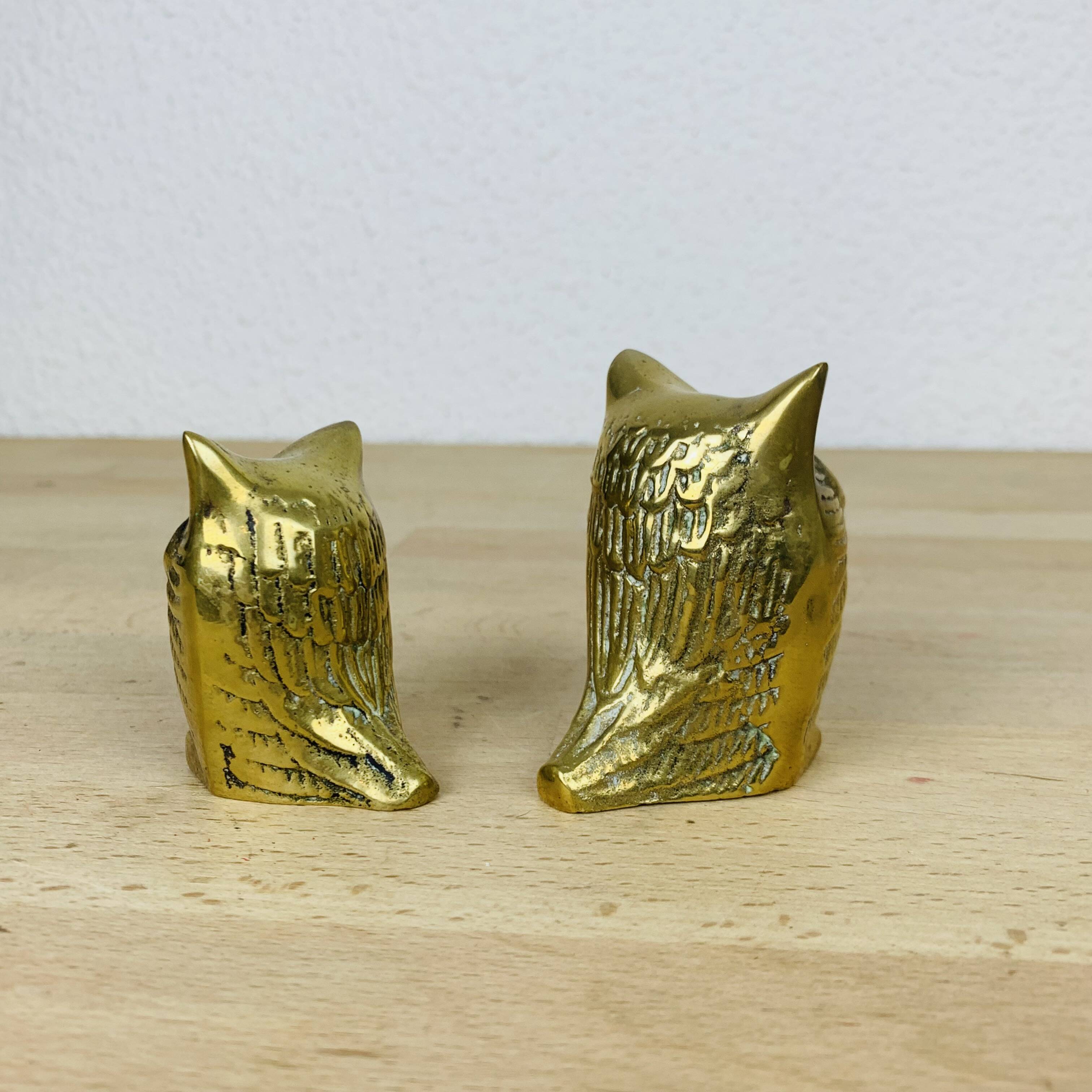 Pair of owls/owls in golden brass