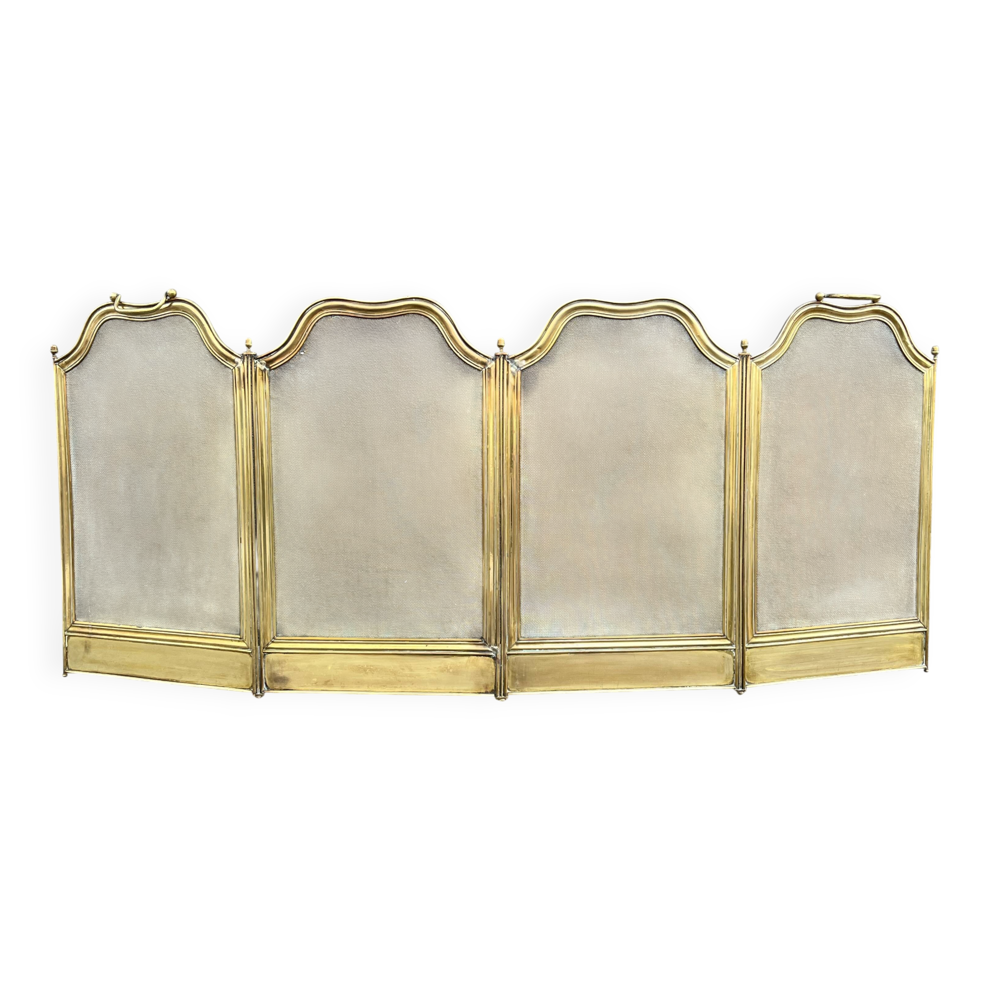 19th-century fireplace screen by Bouhon Frères in brass