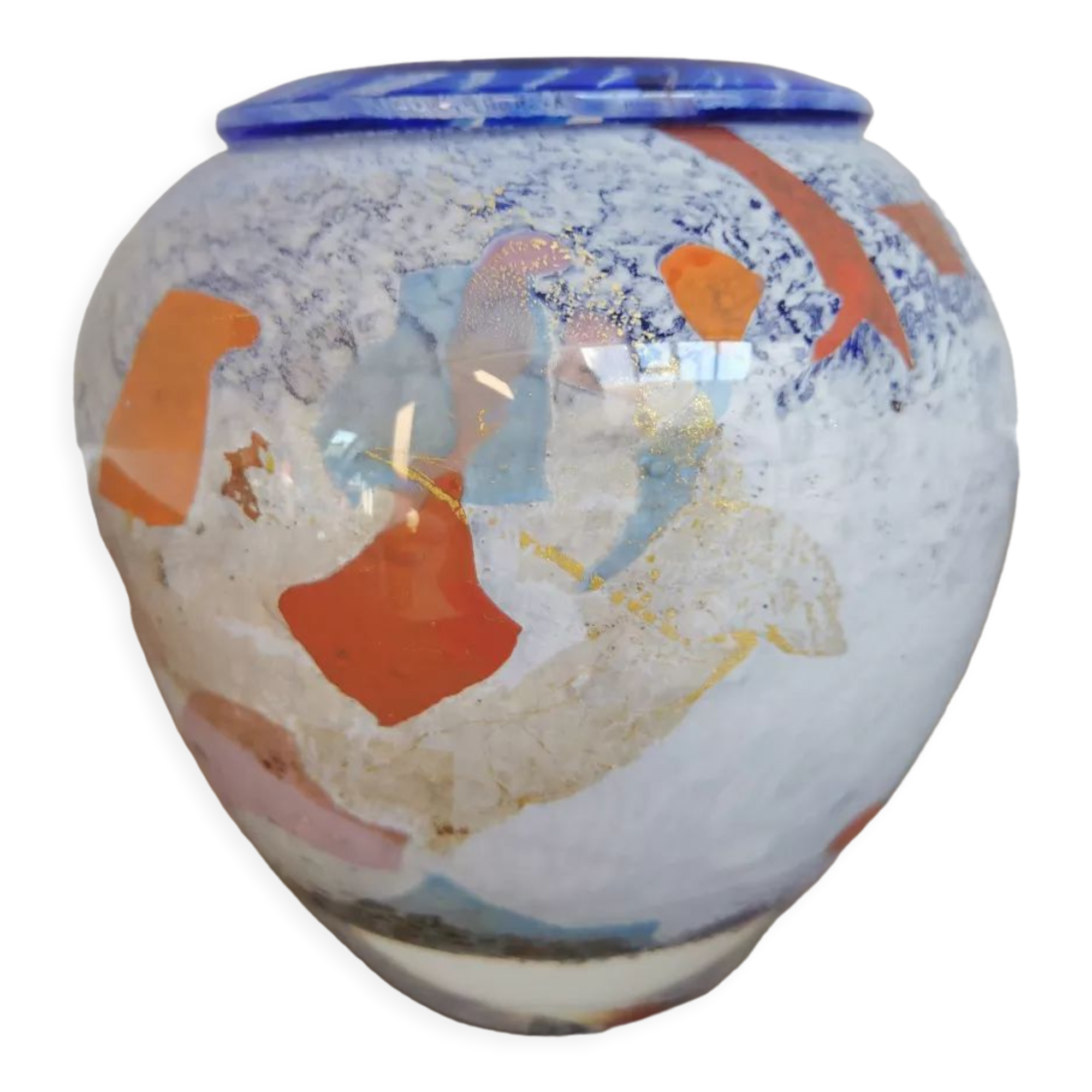 Vase en verre soufflé signé Jean Claude Novaro