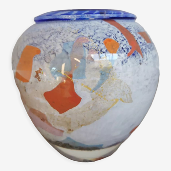 Vase en verre soufflé signé Jean Claude Novaro