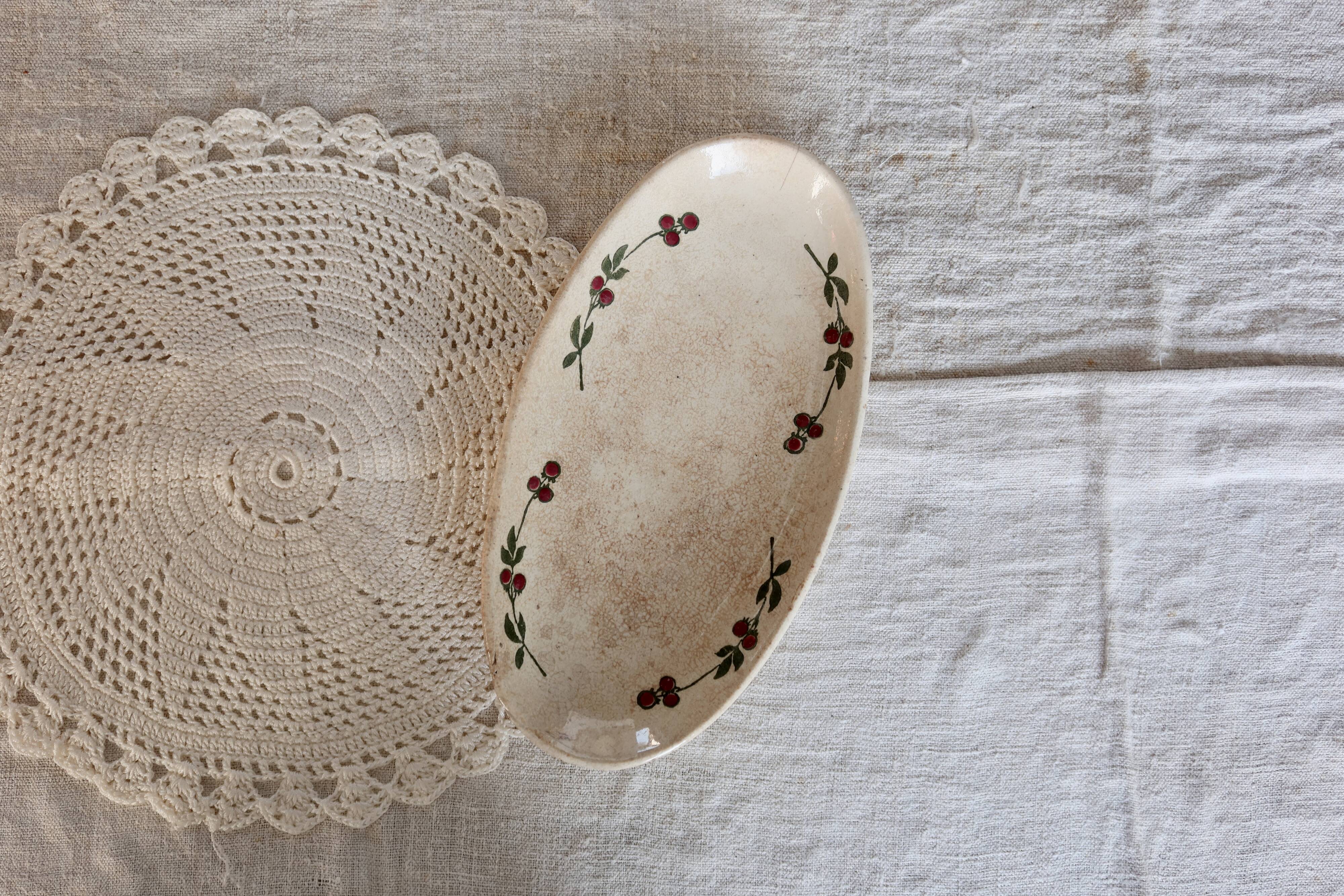 Antique oval ironstone dish – Somain – Sorbier model