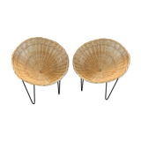 Pair of wicker "baskets" chairs