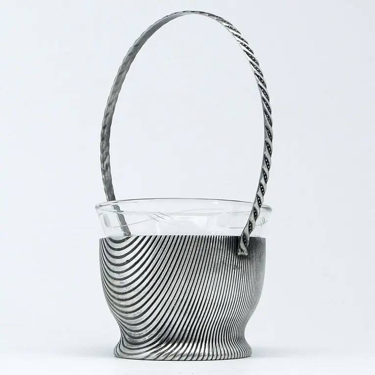 Art Deco sugar bowl, silver-plated brass, Szandrik, Hungary, 1930s