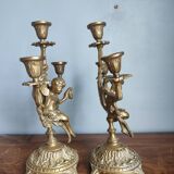 Antique bronze candlesticks