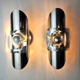 Pair of oscar torlasco wall lights, murano glass, italy, 1970