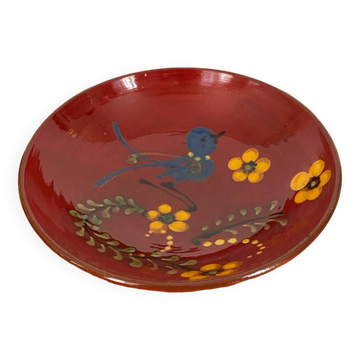 Signed red flower bird cup