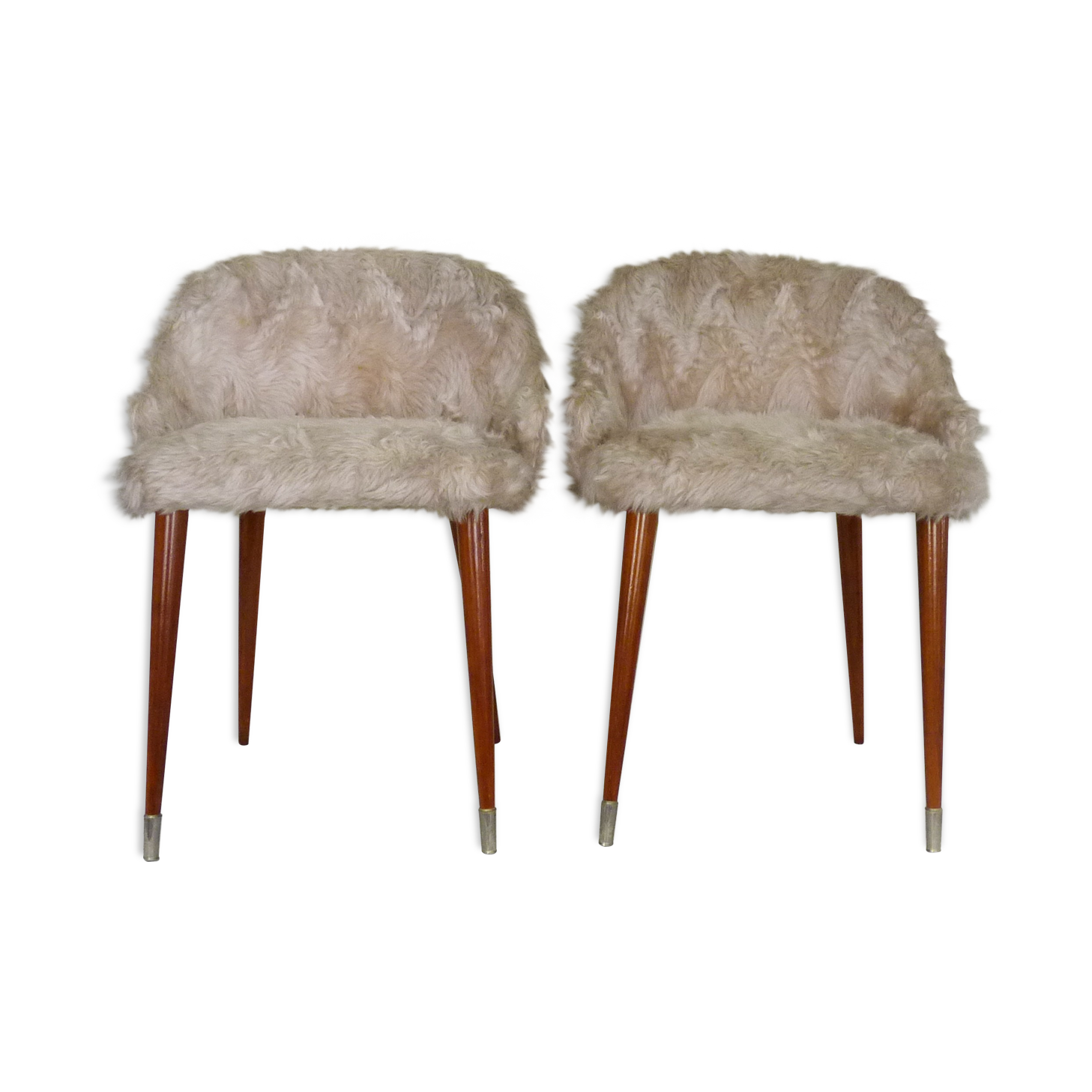 Pair of chairs moumoute wooden compass legs year 60