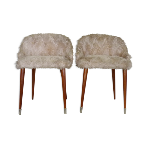 Lot de deux chaises moumoute