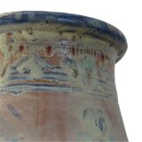 Grand vase balustre ancien en terre cuite à glaçure rose