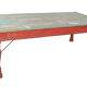 Table basse indienne en teck laqué verte et rouge