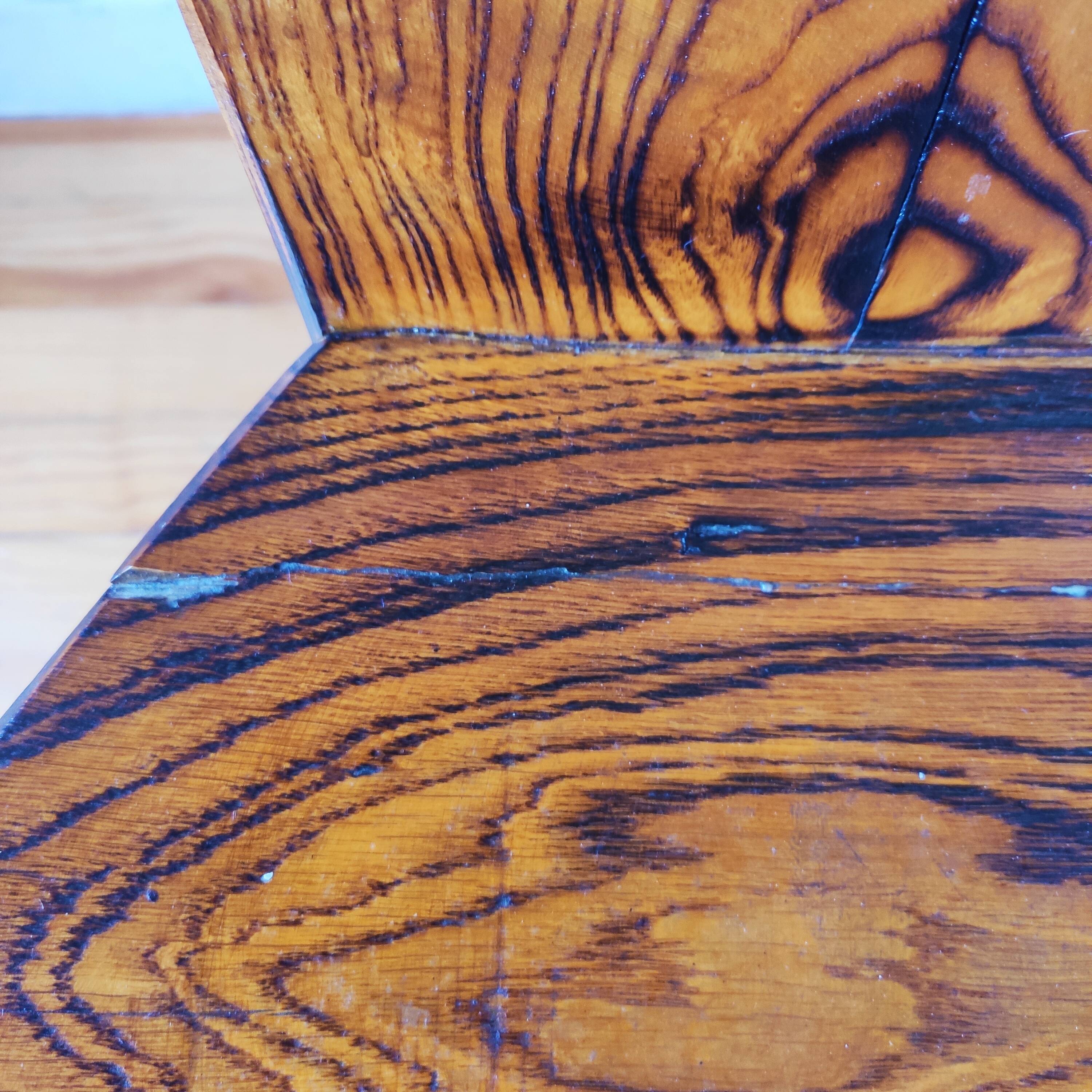 Vintage solid wood chair, popular art, brutalist style, 1950s, heart-shaped backrest.