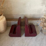 Pair of Italian leather bookends from the 60s