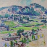 Original Swedish oil on canvas – “Landscape” by Sture Ekengren – vintage & framed – 63 × 74 cm