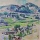 Huile sur toile originale suédoise – « Paysage » par Sture Ekengren – vintage et encadrée – 63 × 74 cm