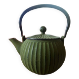 Green cast iron teapot