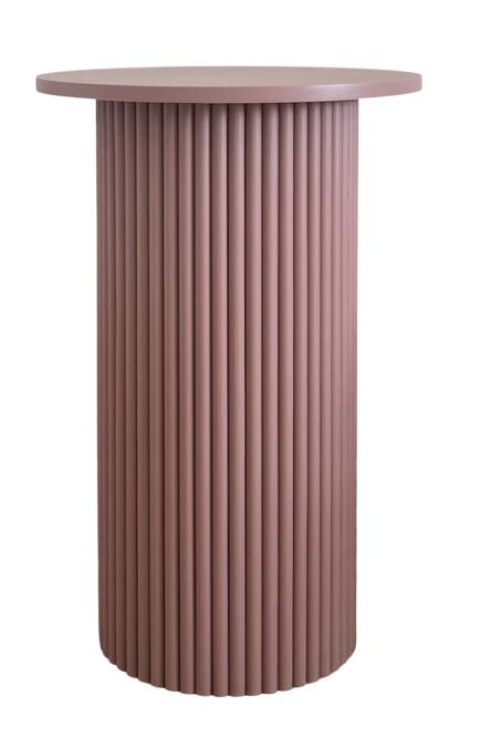 round and fluted side table in mauve, dimmed pink purple
