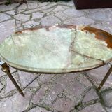 Bronze coffee table with marble top