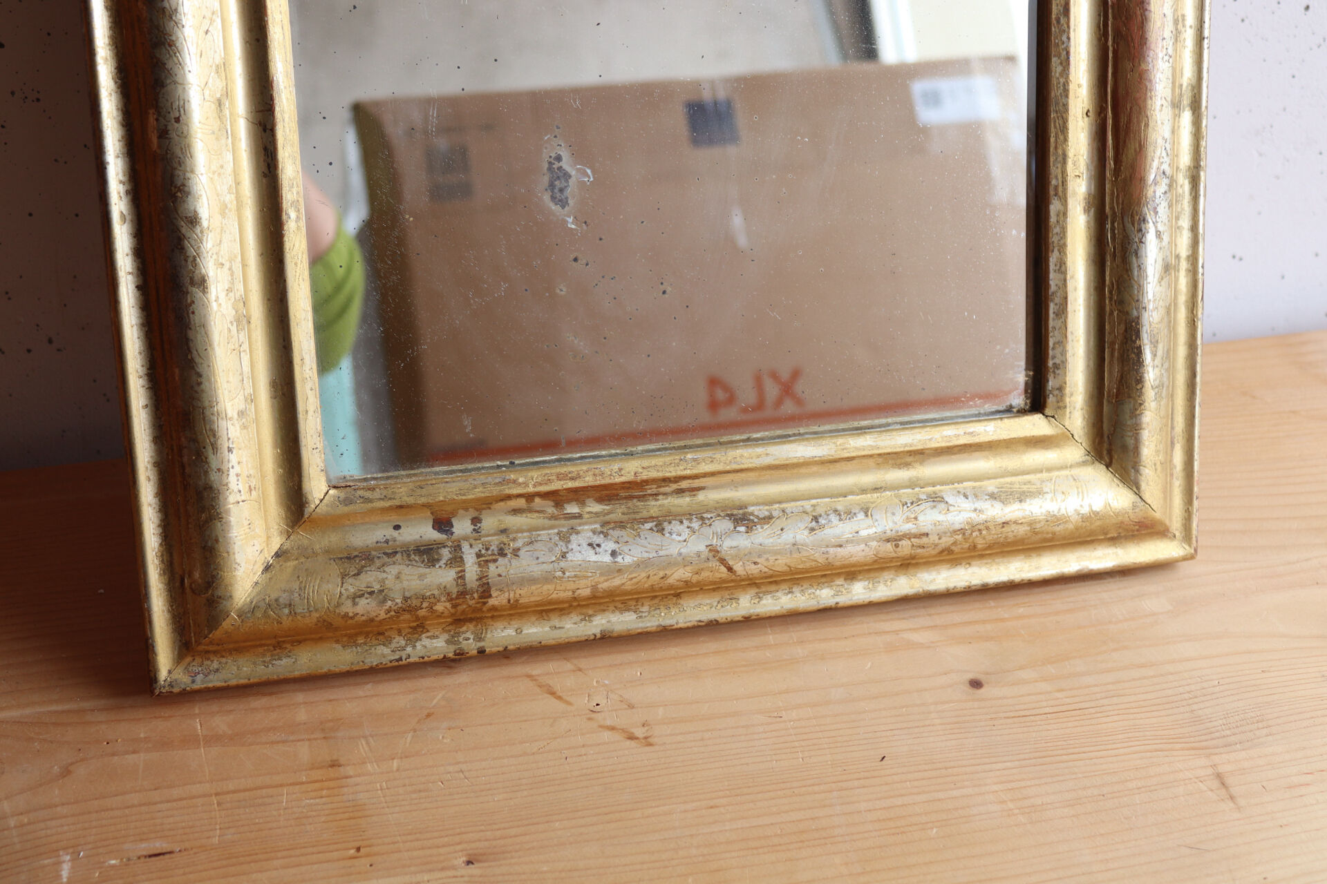 Antique Louis-Philippe gilded small mirror