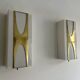 Pair of Loewy wall lights for Hilton, brass and Perspex, France 1965