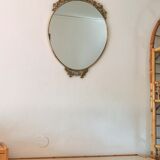 Miroir ovale en laiton style baroque vénitien 51x74cm