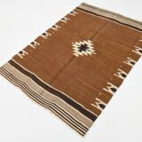 4x5 Vintage Oriental Brown Kilim Rug, 118x163Cm