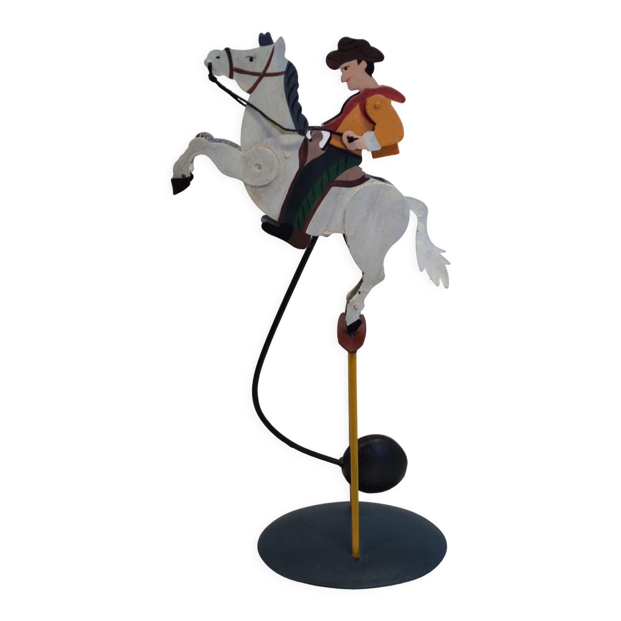 Antique metal horse balance toy