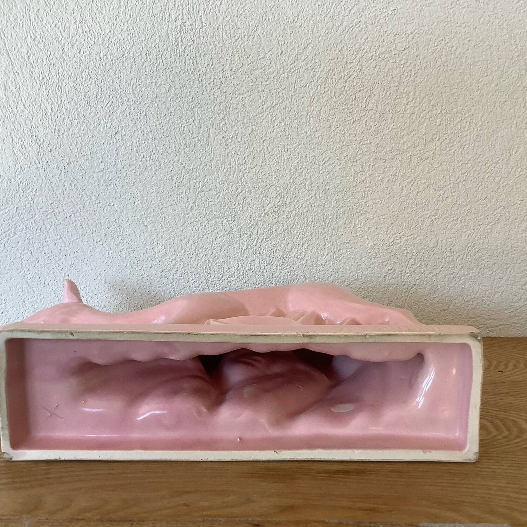 Pink doe sculpture geo conde saint clement earthenware france 1930 art deco