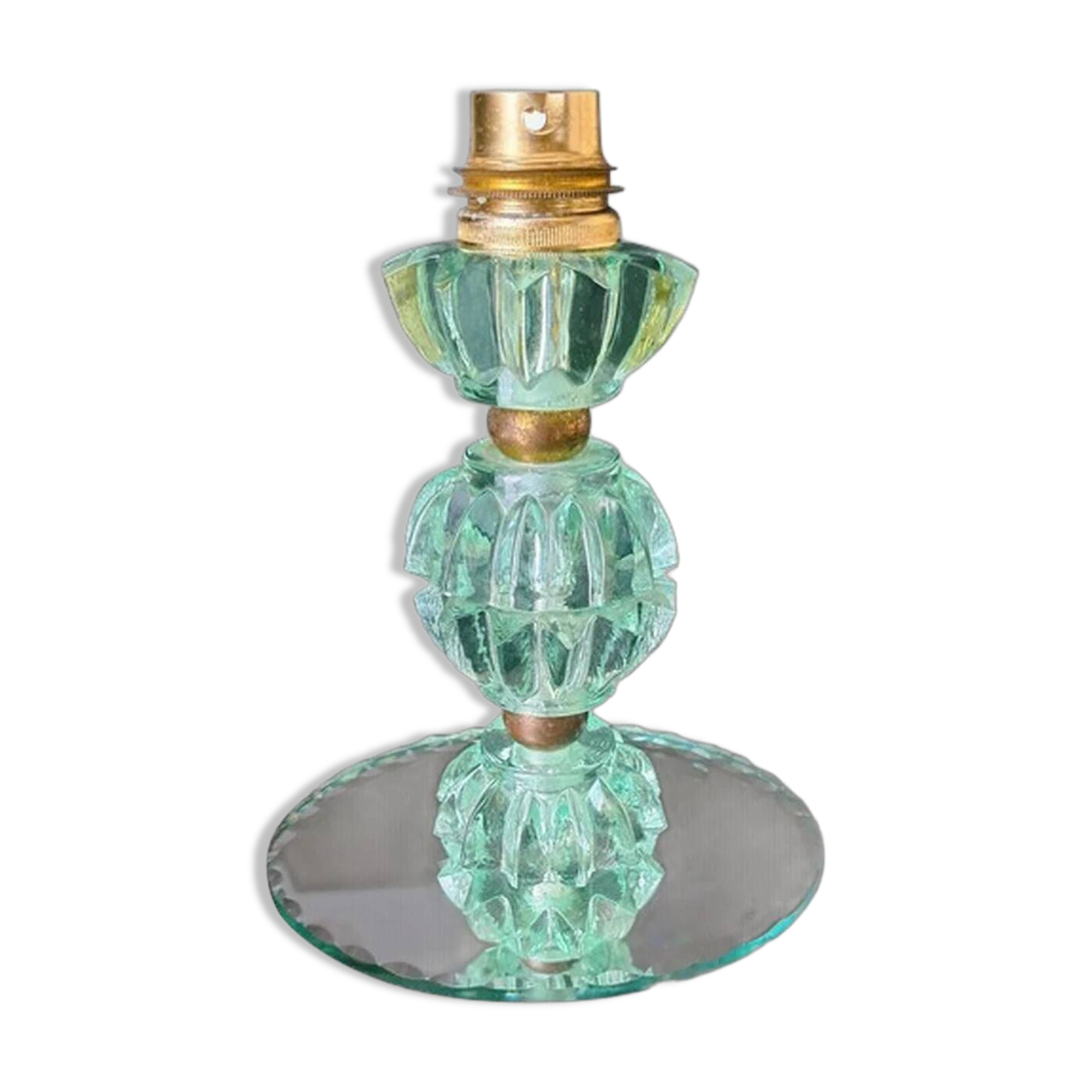 Lampe de chevet en cristal vert Attribuée à Jacques Adnet pour Bacarrat