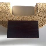 Brutalist candle holder xxl in stone and wood 1970