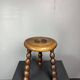 Midcentury bobbin wood turned stool, Charles Dudouyt style, France, 1950s