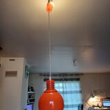 Vintage Opaline Orange and White Pendant Lamp