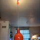Vintage Opaline Orange and White Pendant Lamp