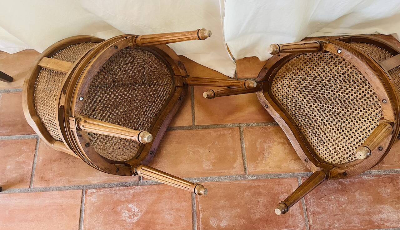 pair of Napoleon III Louis XVI style office chairs