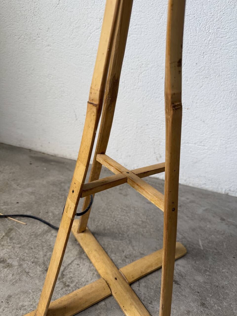 Bamboo and straw floor lamp 1980
