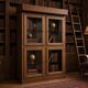Robust vintage wooden display cabinet