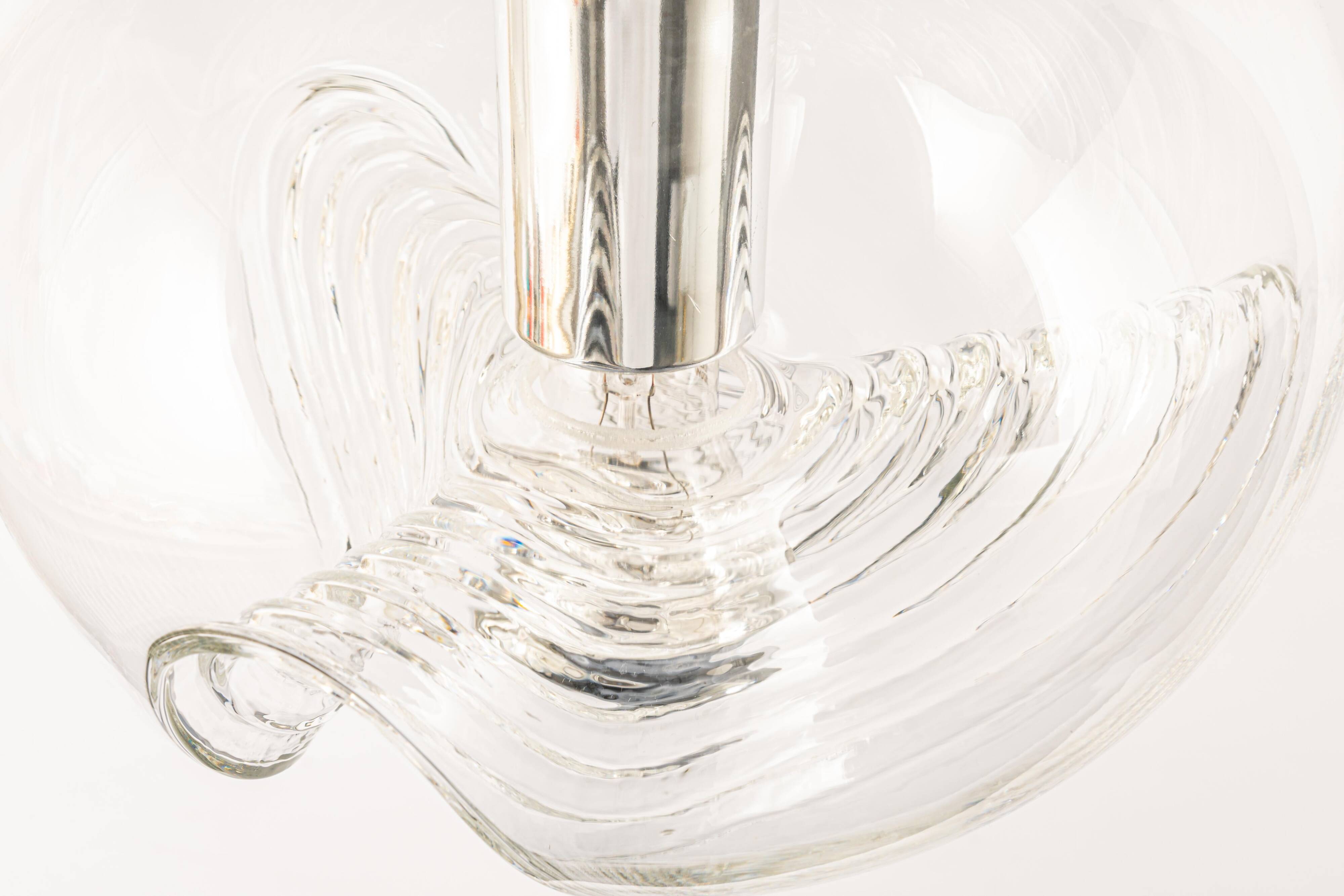 1 of 6 Large transparent glass pendant by Peill & Putzler, Germany, 1970s