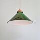 Pair of conical green opaline pendant lights, Art Deco style