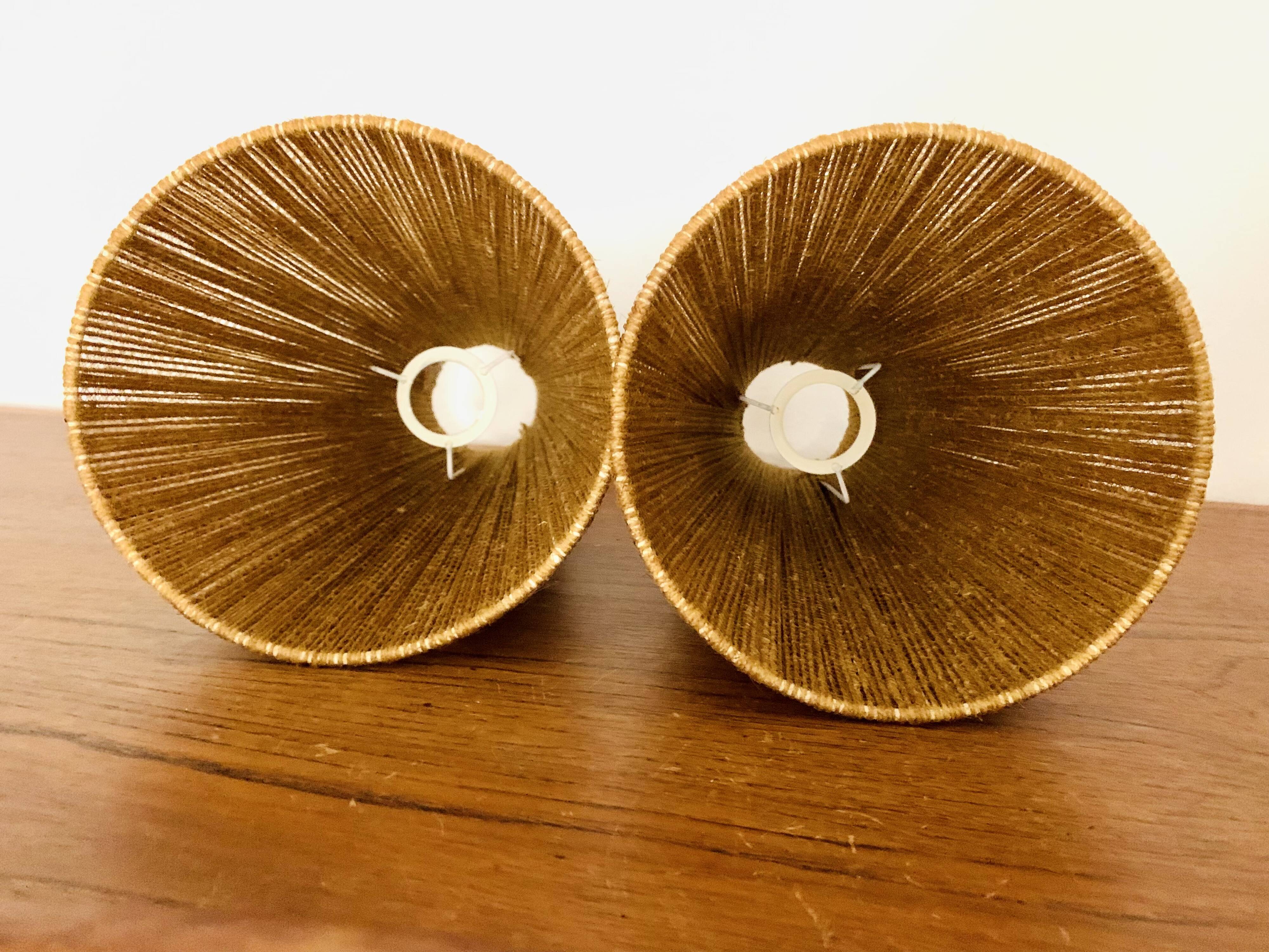 Teakwood and Sisal Pendant Lamp by Temde