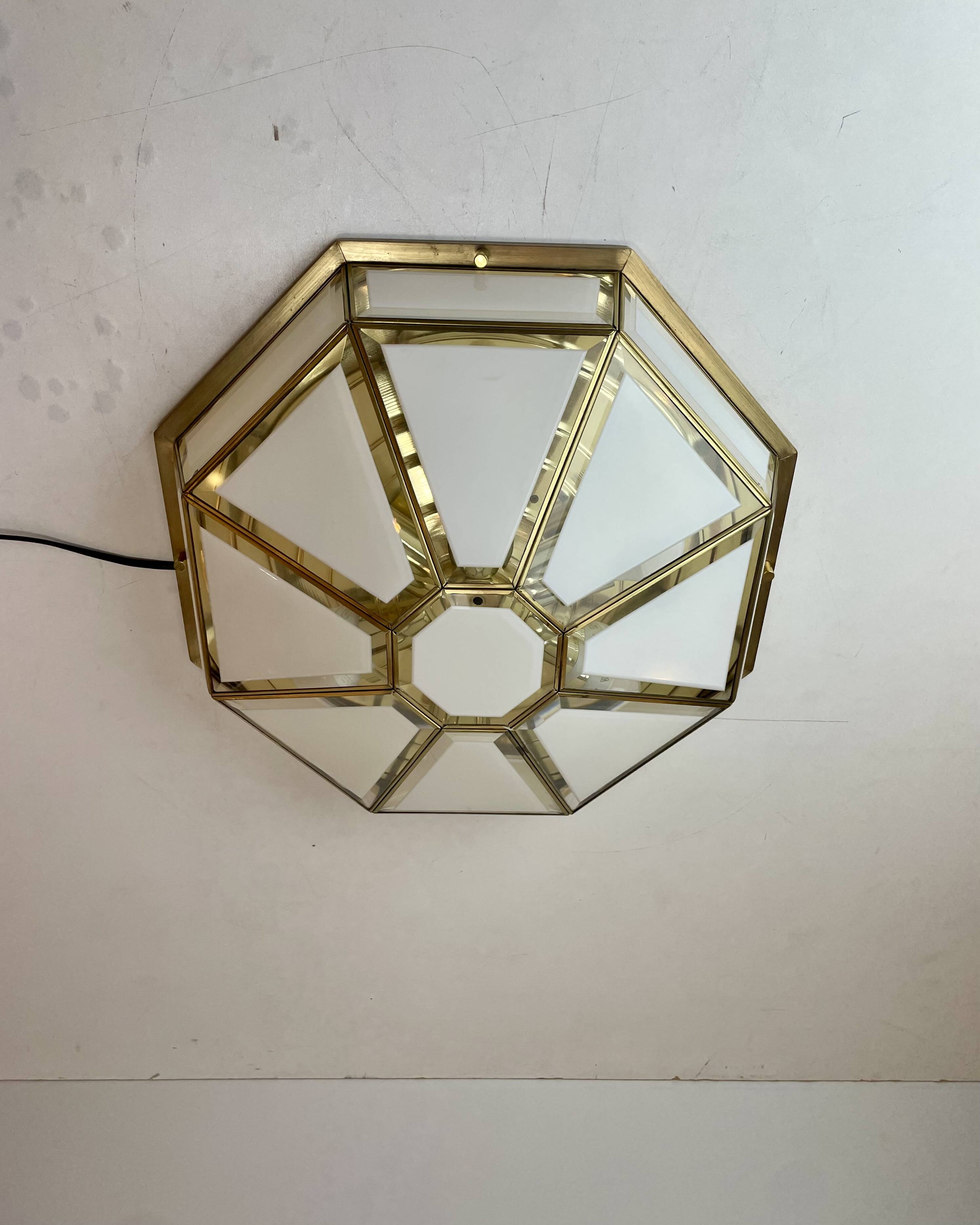 Hollywood Regency, Brass, Ceiling Lamp by Deknudt, Belgium, 1980s