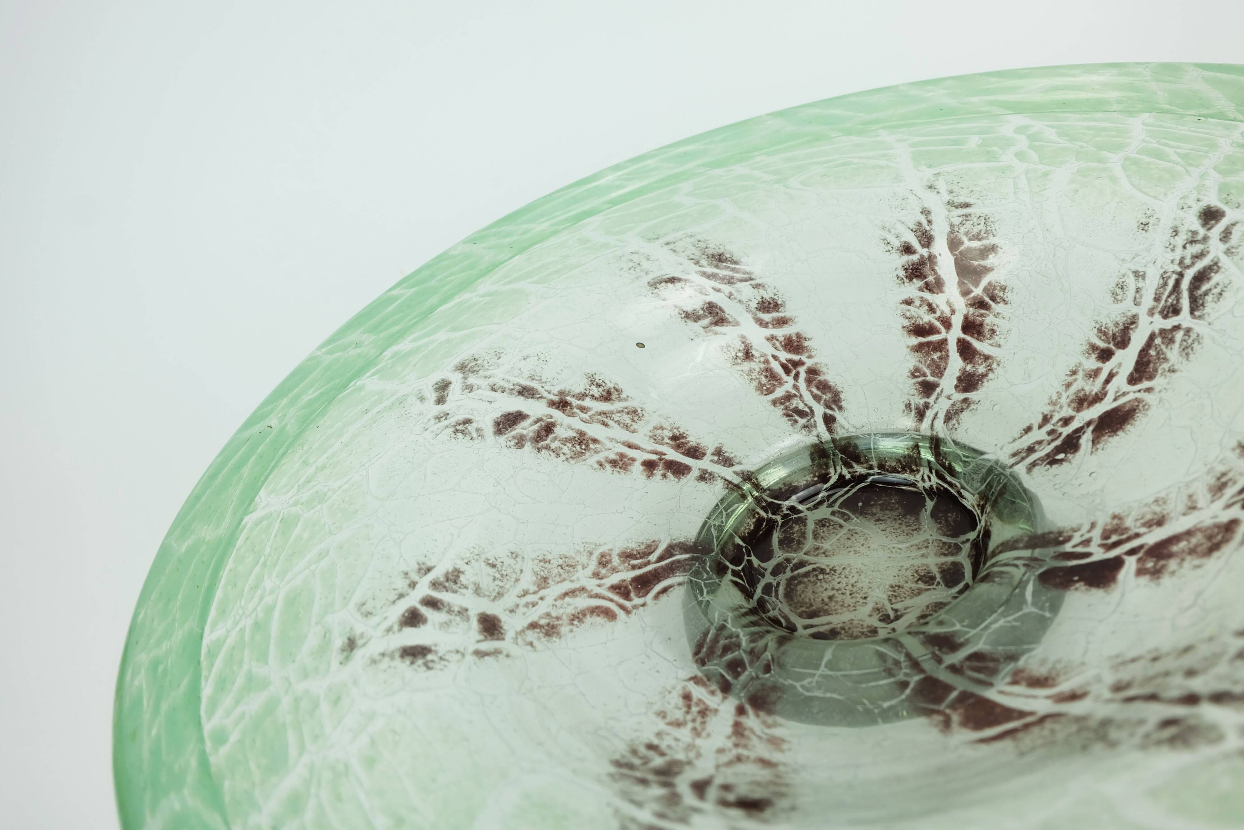 fantastic large WMF art deco ikora glass BOWL karl wiedmann 1930s green and
