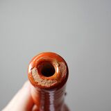 Bright orange mid-century decorative bottle lamp base glazed pottery.