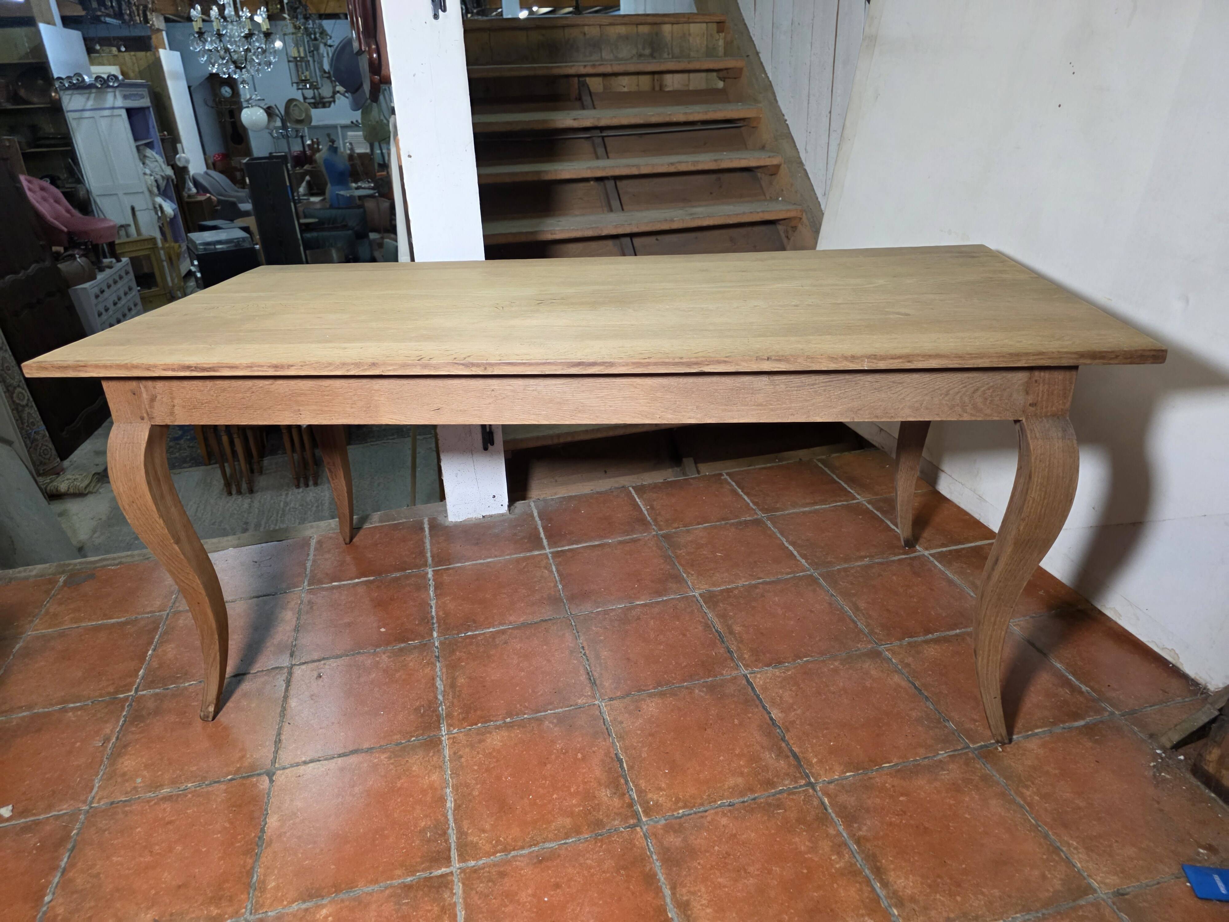 Louis XV style farmhouse table in solid oak, 170×80cm